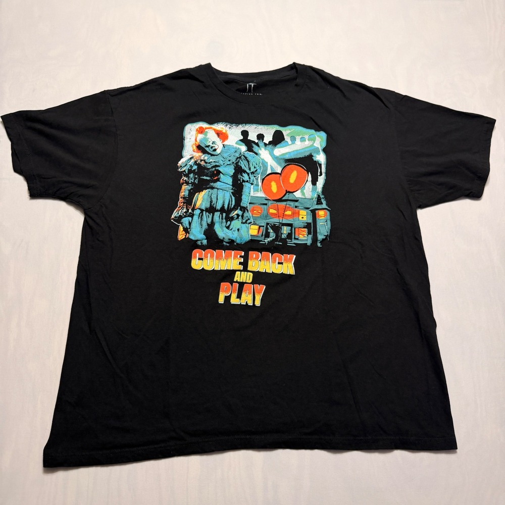 IT Chapter Two T-Shirt Mens XXL Black Pennywise Come Back And Play Graphic Tee